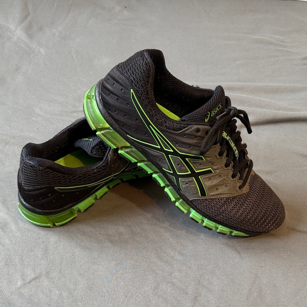 ASICS Black and Neon Green Athletic Shoes - 11